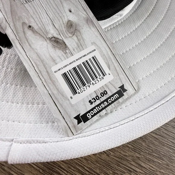 GOAT USA Men's Lacrosse Bucket Hat White Wide Brim NWT Outdoors SUn Protection - Picture 7 of 8